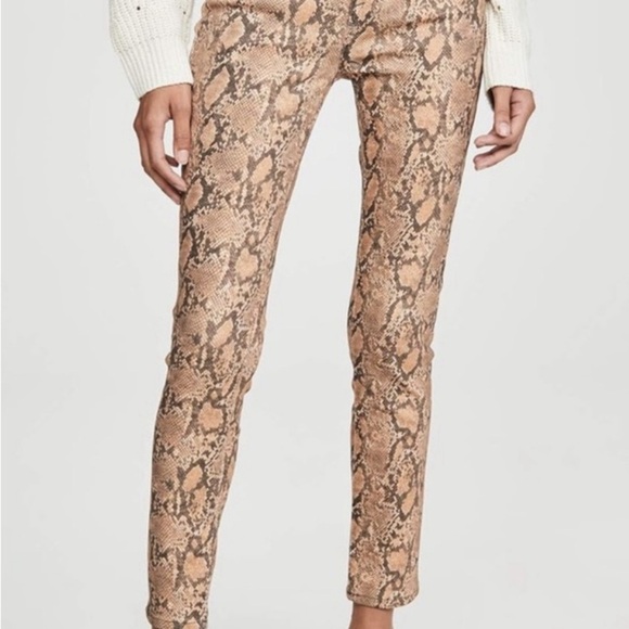 FRAME le high skinny crop snake print  high rise skinny jean beige 24 - Picture 3 of 13